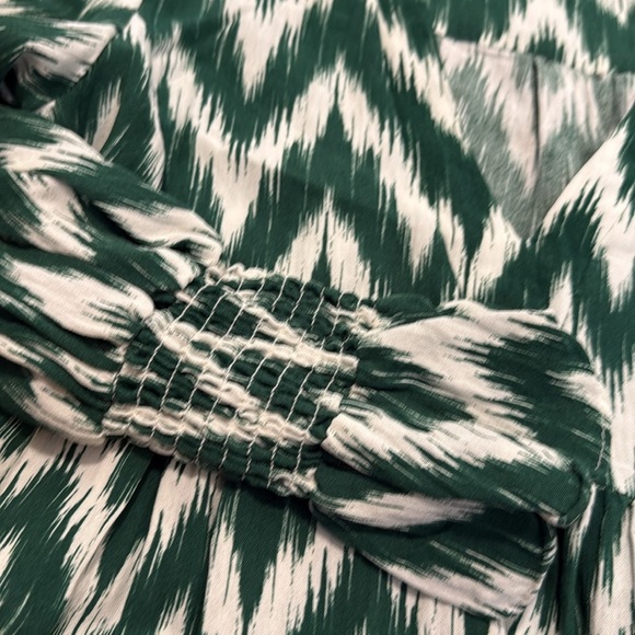 Tuckernuck Pomander Place Green Ikat Kenzo Dress V-neck Tiered Flowy A-line Sm - Picture 6 of 7